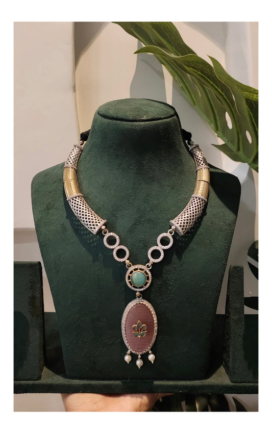 Beautiful Designer Stone Embedded Hasli Style Necklace