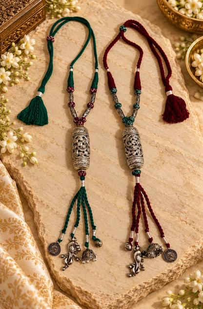 Beautiful Designer Taabeez Tie Necklace With Charms Mix Hanging (1 green color only necklace)