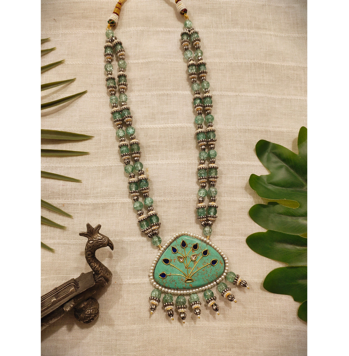 Beautiful Designer Turquoise Pendant Beaded Necklace