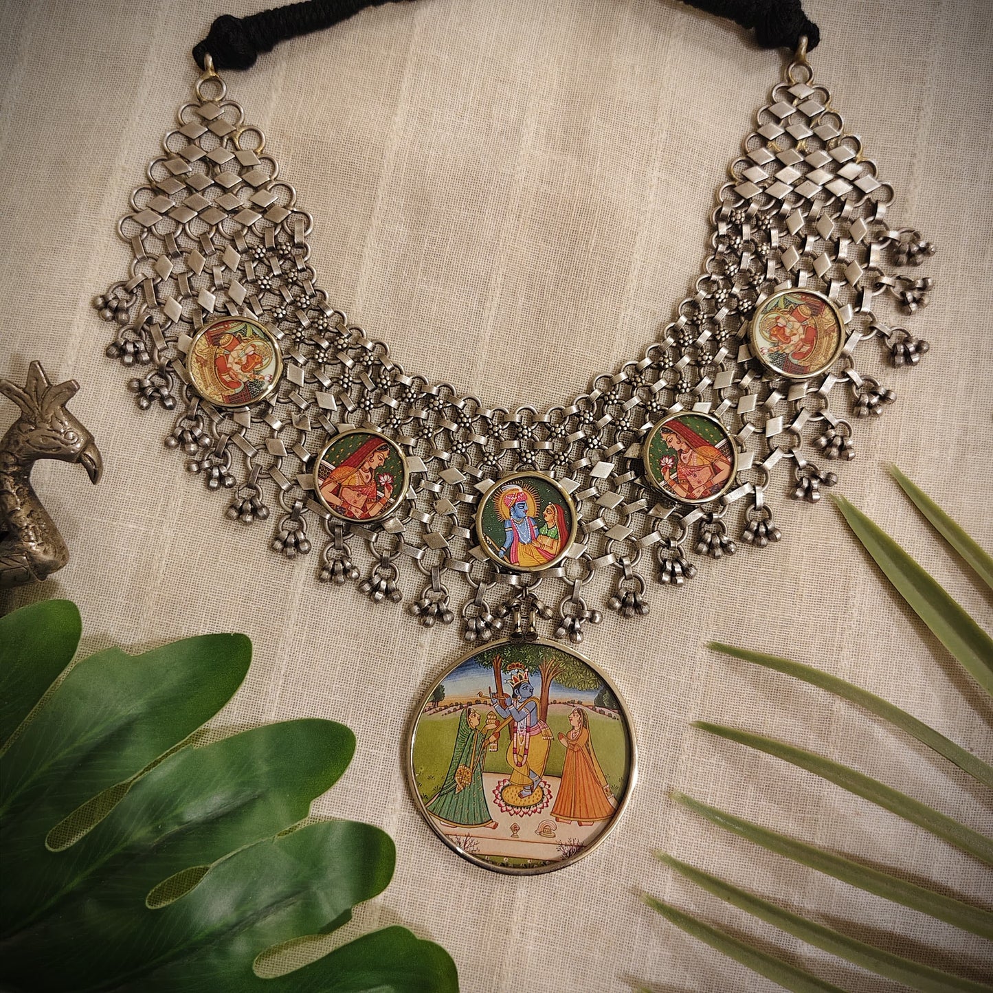 Beautiful Designer Painting Mix Jaal Patta Neckpiece