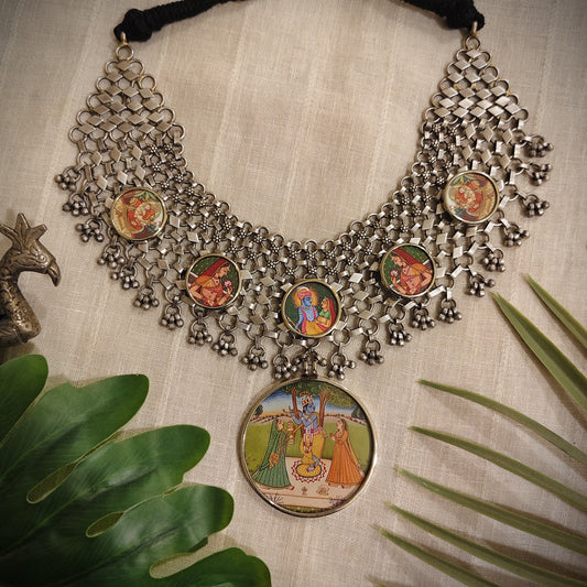 Beautiful Designer Painting Mix Jaal Patta Neckpiece