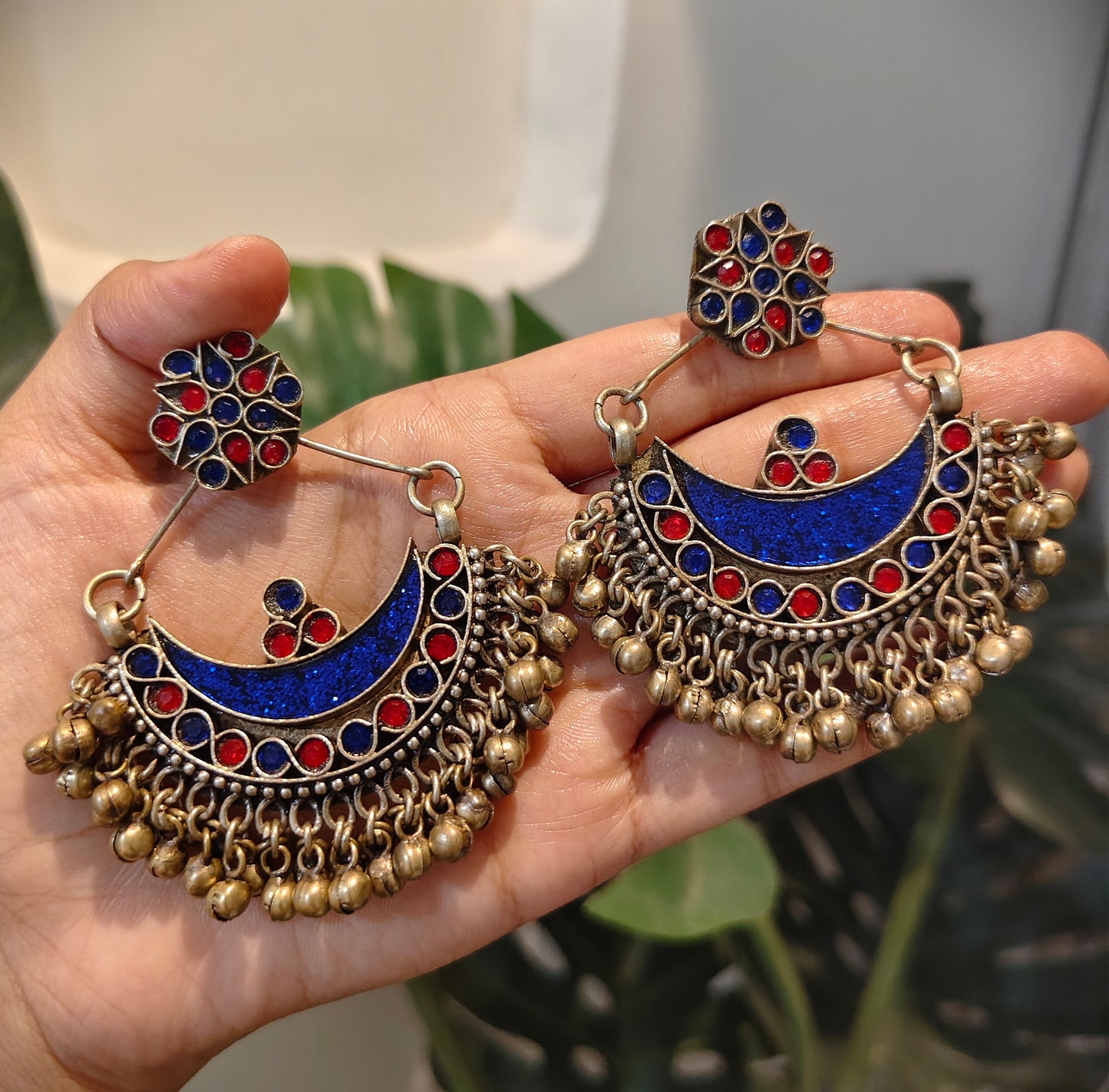 Beautiful Vintage Afghani Chaand Stone Embedded Pendant Necklace
