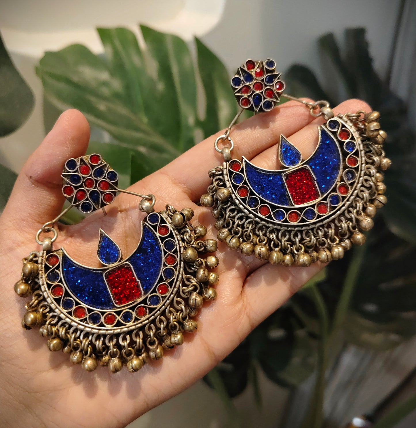 Beautiful Vintage Afghani Chaand Stone Embedded Pendant Necklace