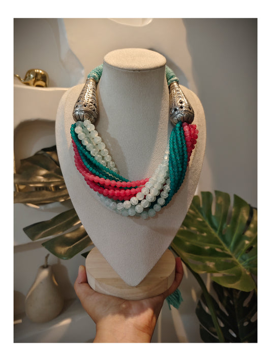 Beautiful Designer Twisted Beads Mix Statement Necklace
