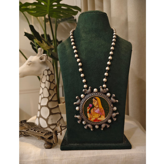 Beautiful Designer Painting Pendant Ball Chain Necklace