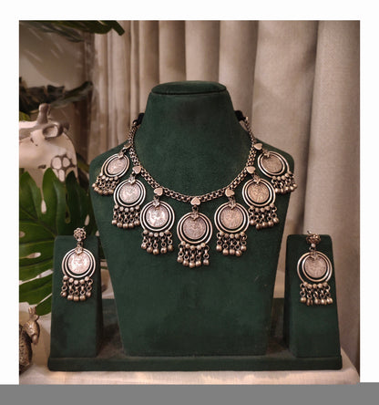 Beautiful Designer Coins Neckpiece With Earrings