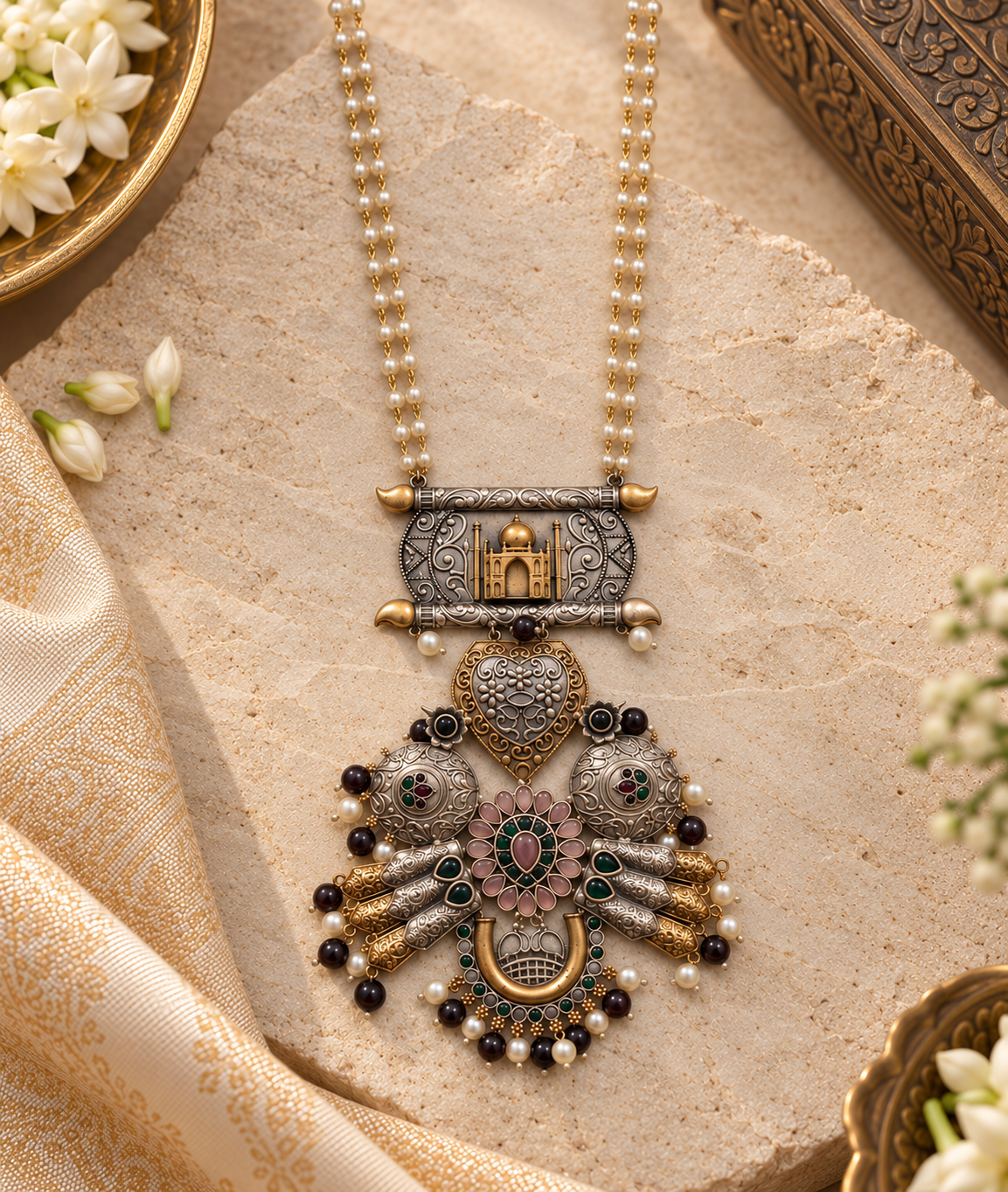 Beautiful Designer Dual Tone Fusion Pendant Necklace (without earrings)