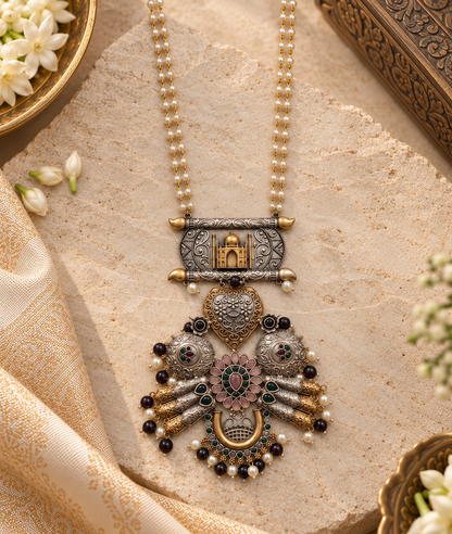 Beautiful Designer Dual Tone Fusion Pendant Necklace (without earrings)