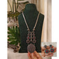 Beautiful Designer Stone Embedded Long Pendant Necklace With Earrings