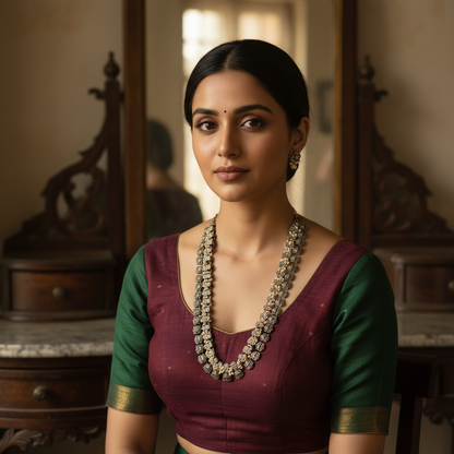 Beautiful Designer Kolhapuri Long Necklace With Moti Work