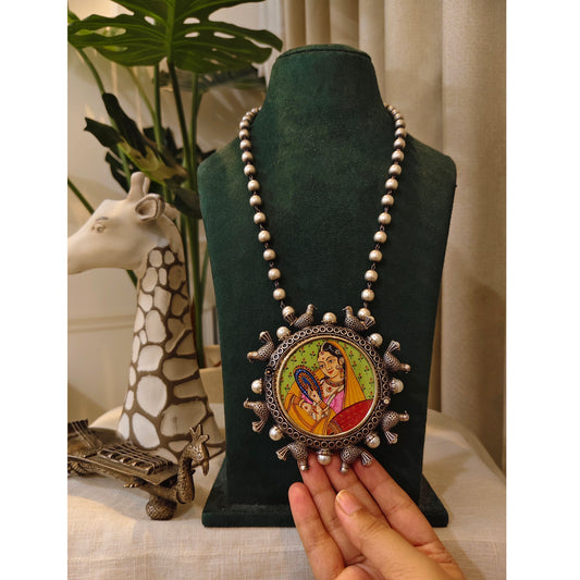 Beautiful Designer Painting Pendant Ball Chain Necklace