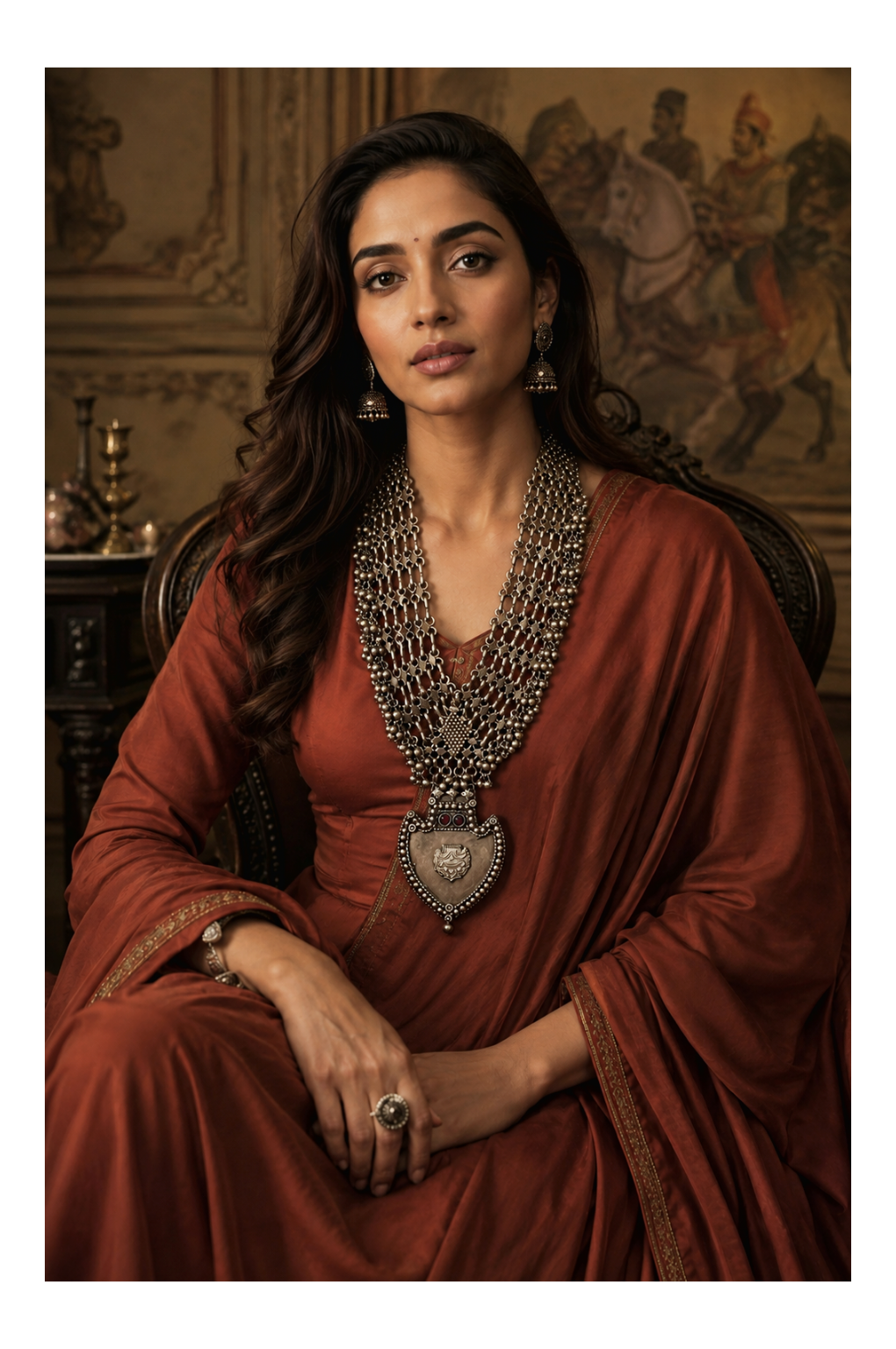 Beautiful Designer Brass Long Necklace (no earrings)