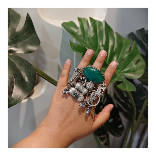 Beautiful Designer Stone Embedded Fusion Adjustable Ring