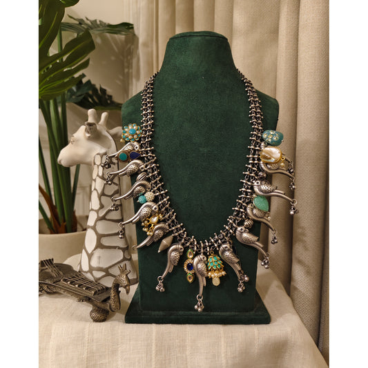 Beautiful Designer Peacock Necklace With Charms Mix Latkan