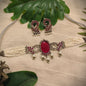 Beautiful Designer Peacock Stone Embedded Choker With Earrings