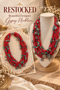Beautiful Designer Coral Beads With Charms Mix Layered Chunky Gypsy Necklace