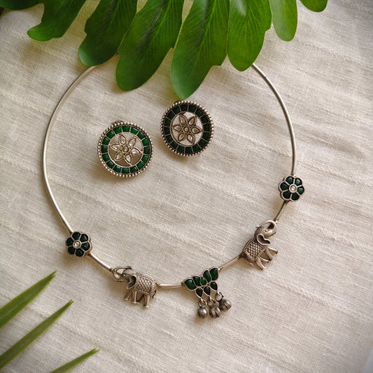 Beautiful Designer Kempstone Hasli With Earrings