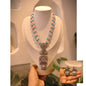 Beautiful Designer Stone Embedded Long Pendant Necklace With Earrings