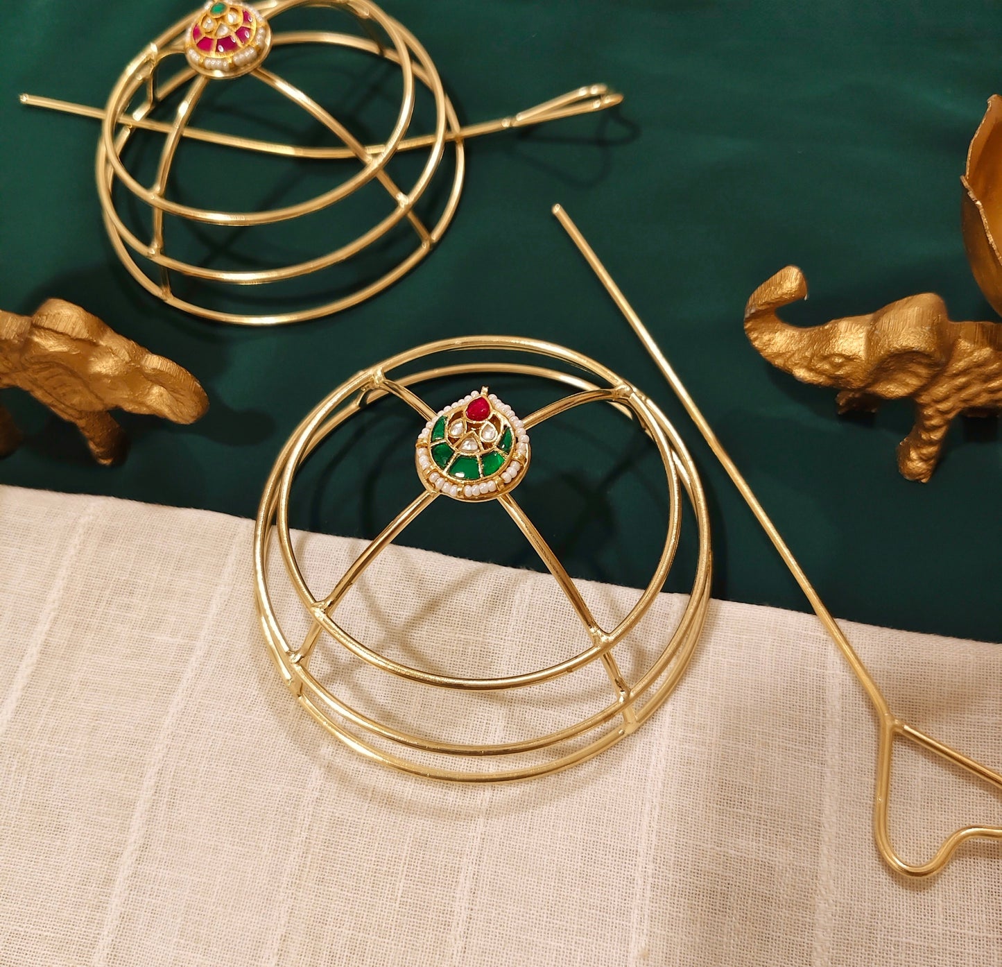 Beautiful Designer Statement Golden Hair Bun Cage Holder Each Pc