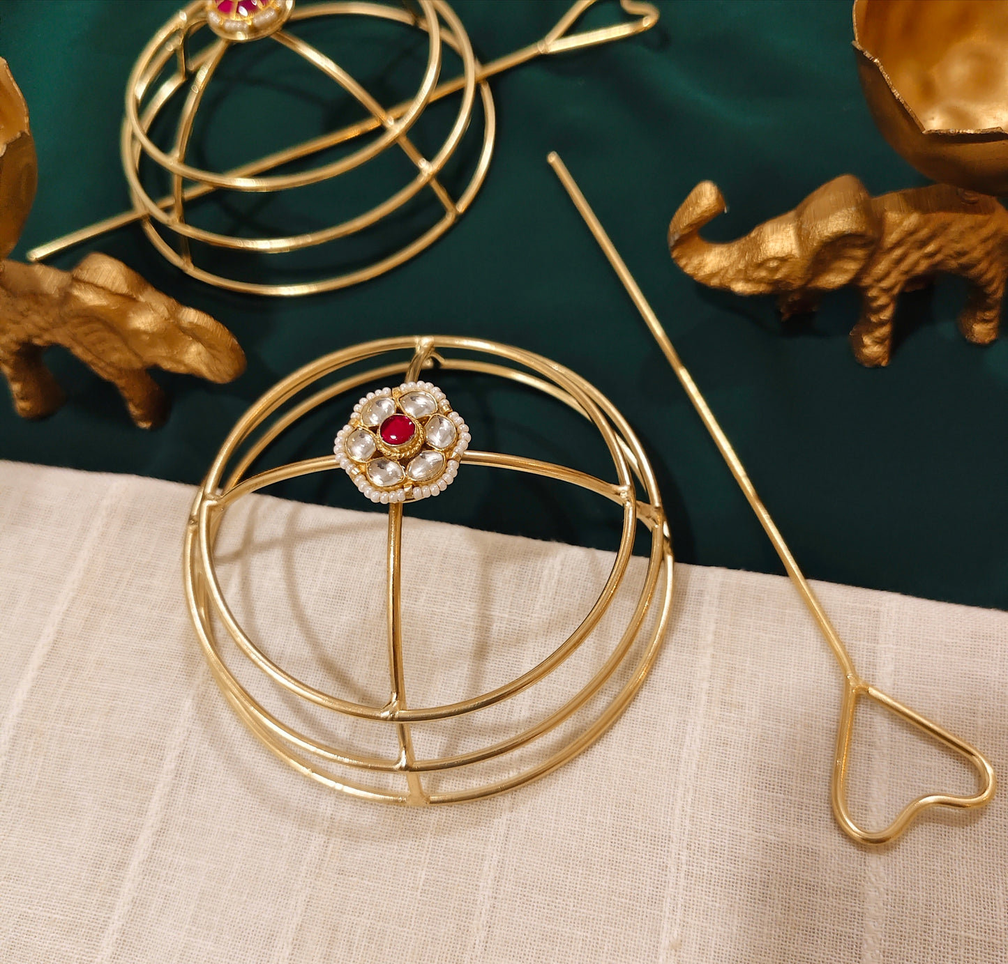 Beautiful Designer Statement Golden Hair Bun Cage Holder Each Pc