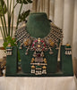 Beautiful Designer Kempstone Dual Tone Neckpiece With Earrings