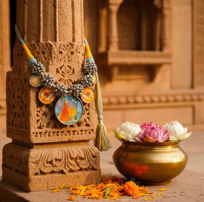 Beautiful Designer Painting Mix With Ghungroo Gutchha Neckpiece