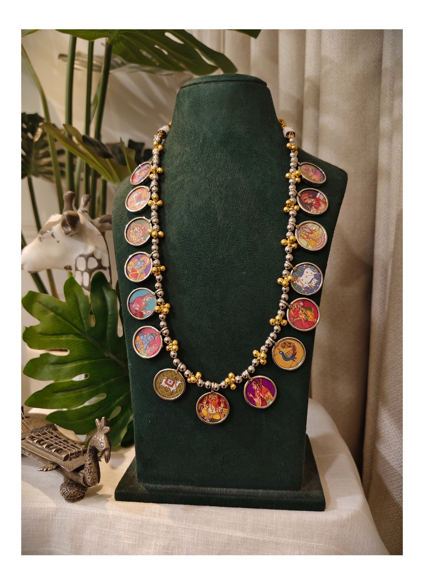 Beautiful Designer Painting Mix Dual Tone Necklace