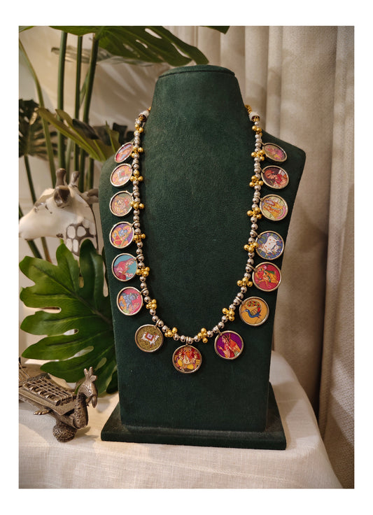 Beautiful Designer Painting Mix Dual Tone Necklace