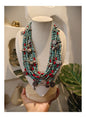 Beautiful Designer Chunky Turquoise & Moonga Beads Layered Gypsy Charms Necklace (no earrings, no ring)