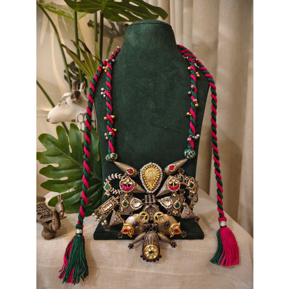 Beautiful Designer Fusion Pendant With Kundan Detailing Long Necklace