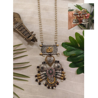 Beautiful Designer Dual Tone Fusion Pendant Necklace (without earrings)