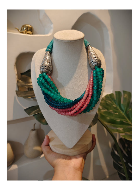 Beautiful Designer Twisted Beads Mix Statement Necklace