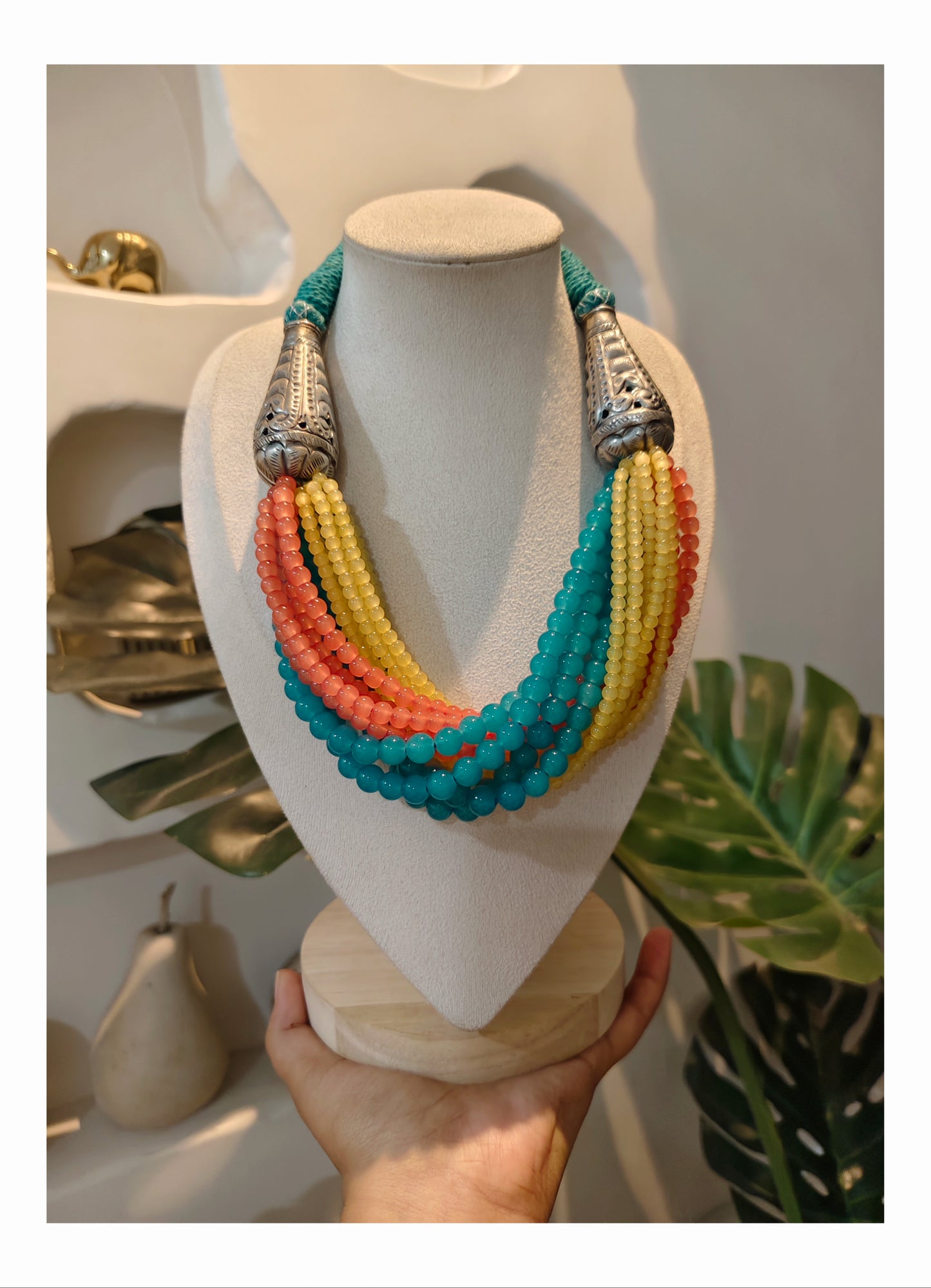Beautiful Designer Twisted Beads Mix Statement Necklace