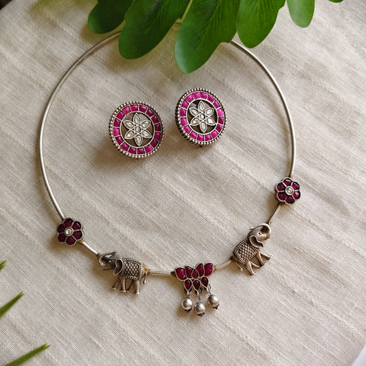 Beautiful Designer Kempstone Hasli With Earrings