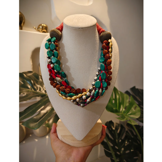 Beautiful Designer Mix Beads Twisted Necklace
