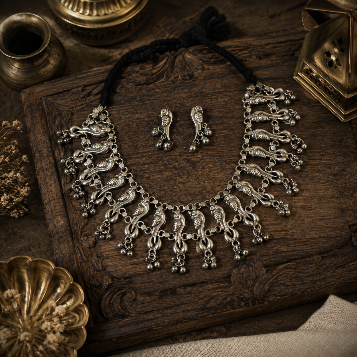Beautiful Designer Peacock Neckpiece With Earrings