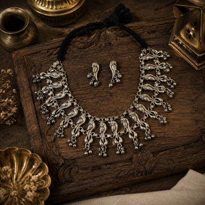 Beautiful Designer Peacock Neckpiece With Earrings