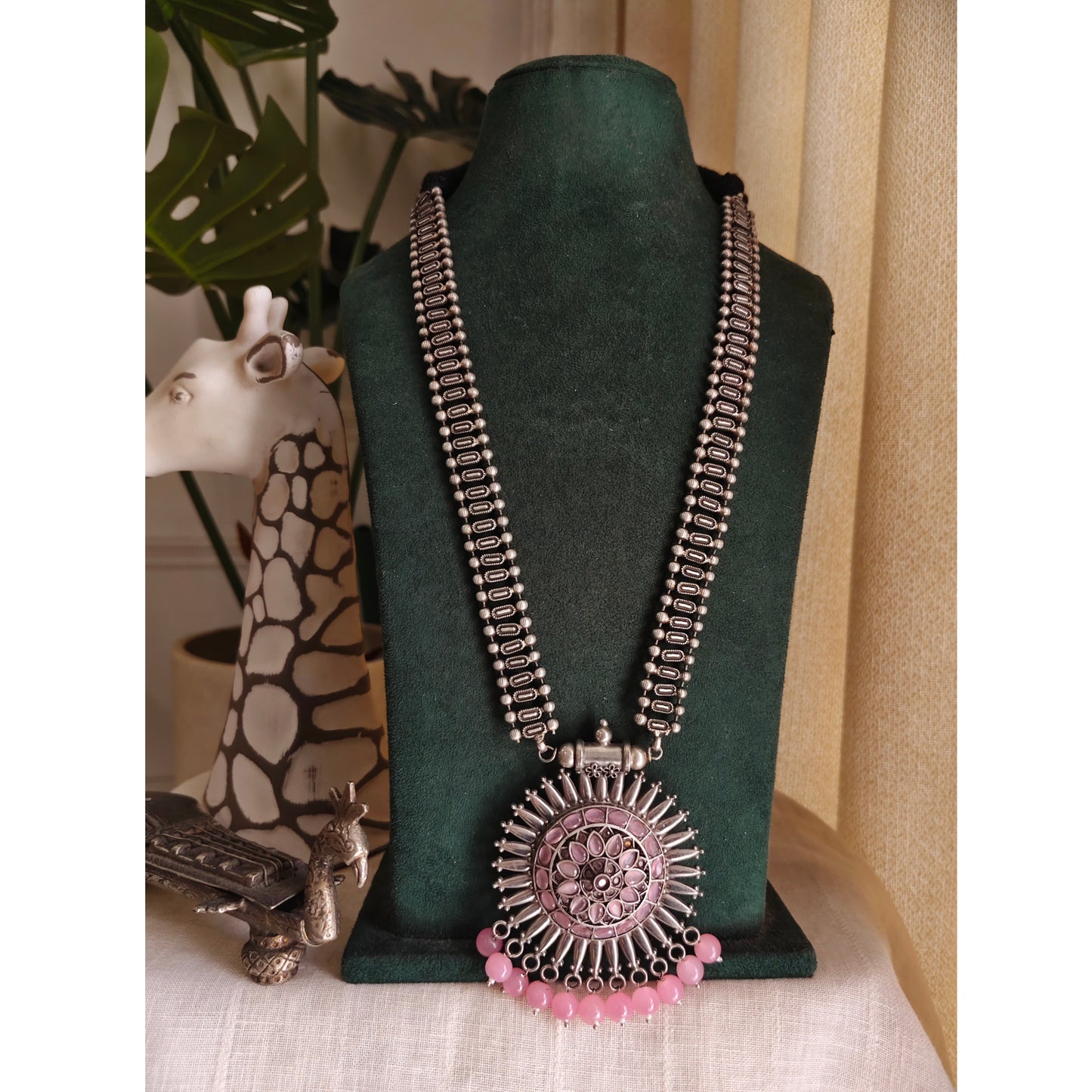 Beautiful Designer Stone Embedded Pendant Long Necklace