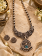 Beautiful Designer Fusion Peacock Chaand With Pendant Ball Chain Necklace & Earrings