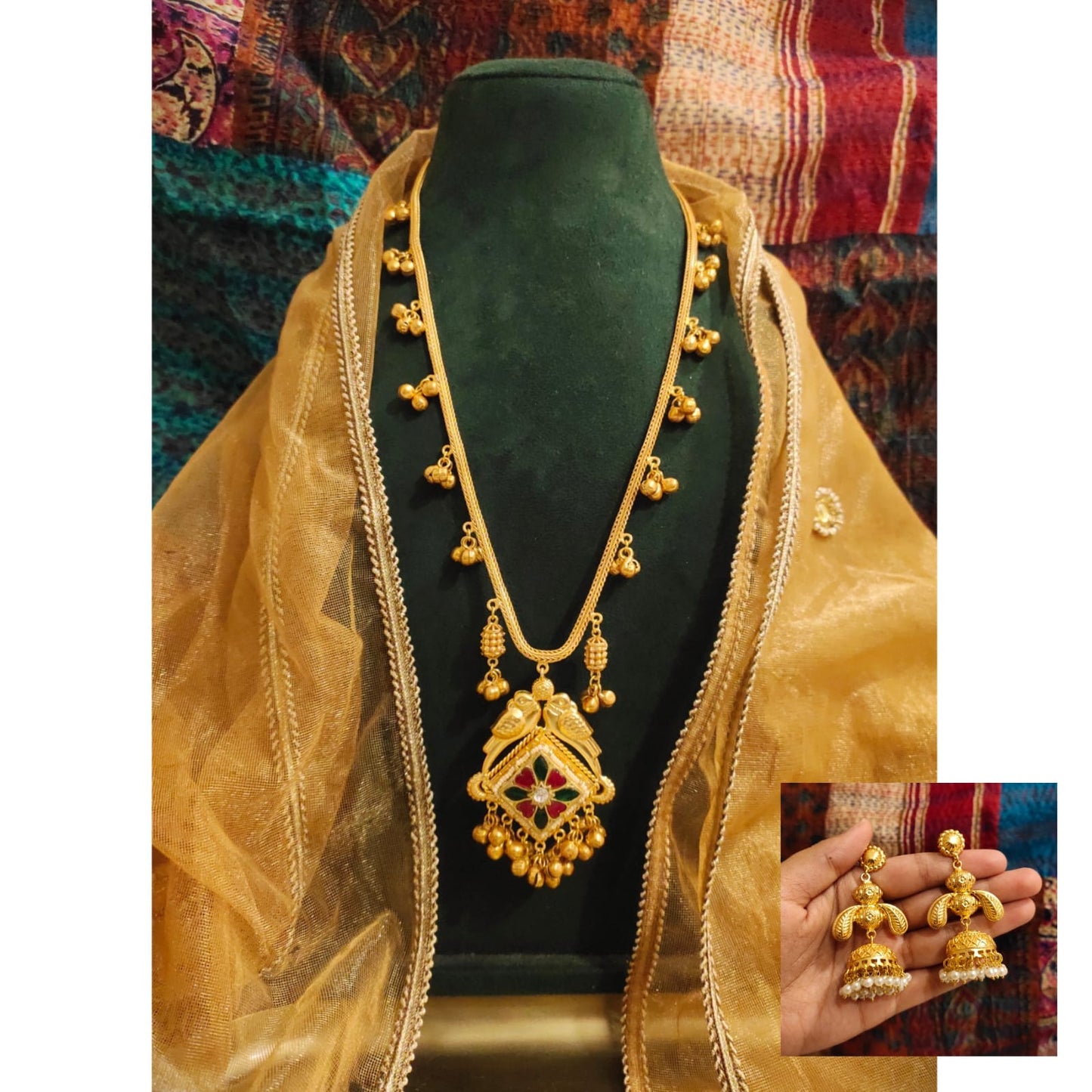 Beautiful Designer Apala Polish Necklace With Earrings