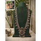 Beautiful Designer Stone Embedded Kolhapuri Long Necklace With Earrings