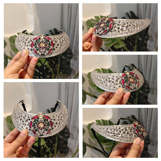 Beautiful Designer Kempstone Detailing Chitai Work Neckpiece