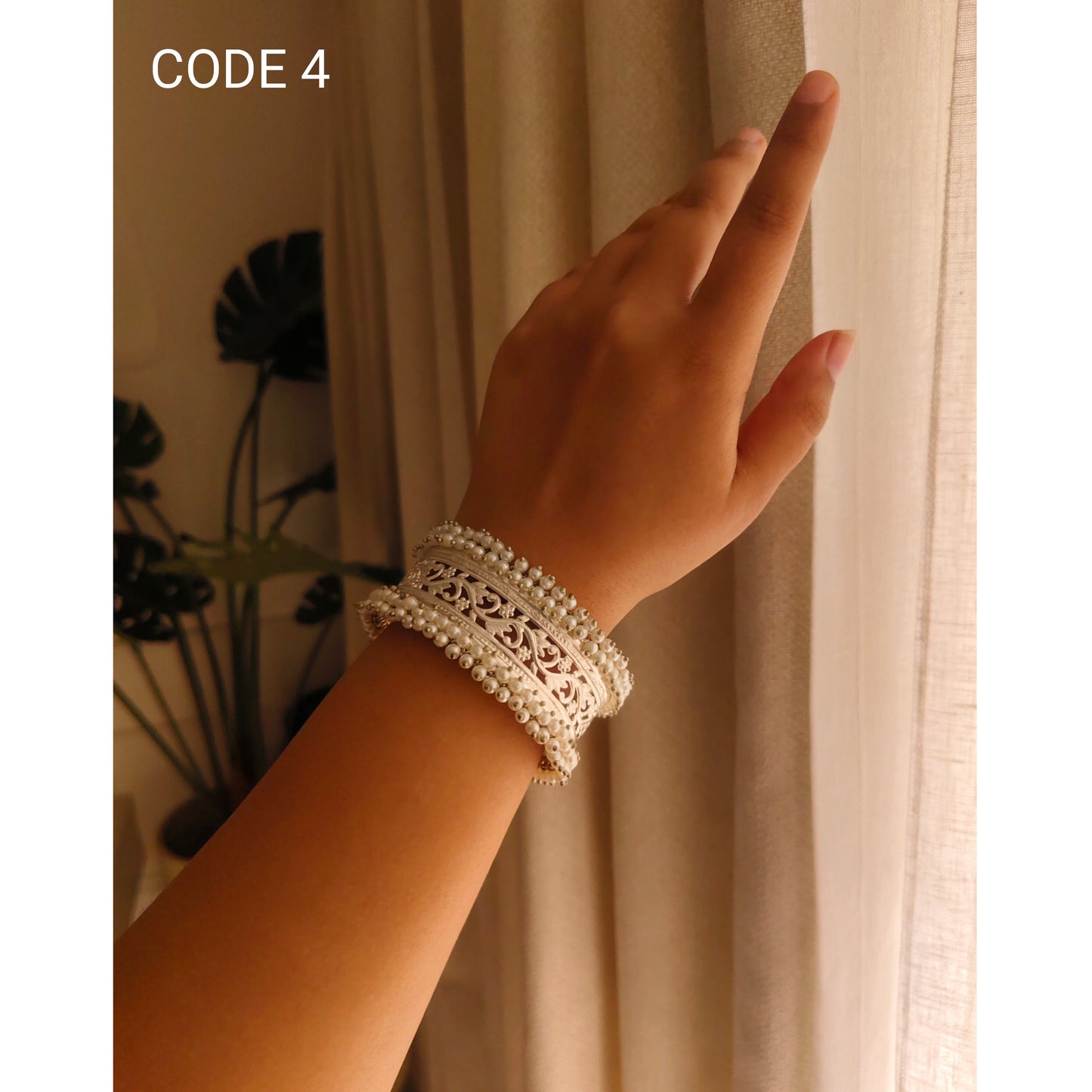 Beautiful Designer White Polish Brass Adjustable Kada