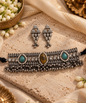 Beautiful Designer Stone Embedded Choker With Earrings