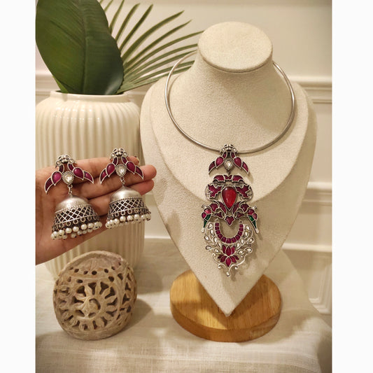 Beautiful Designer Kempstone Hasli With Earrings