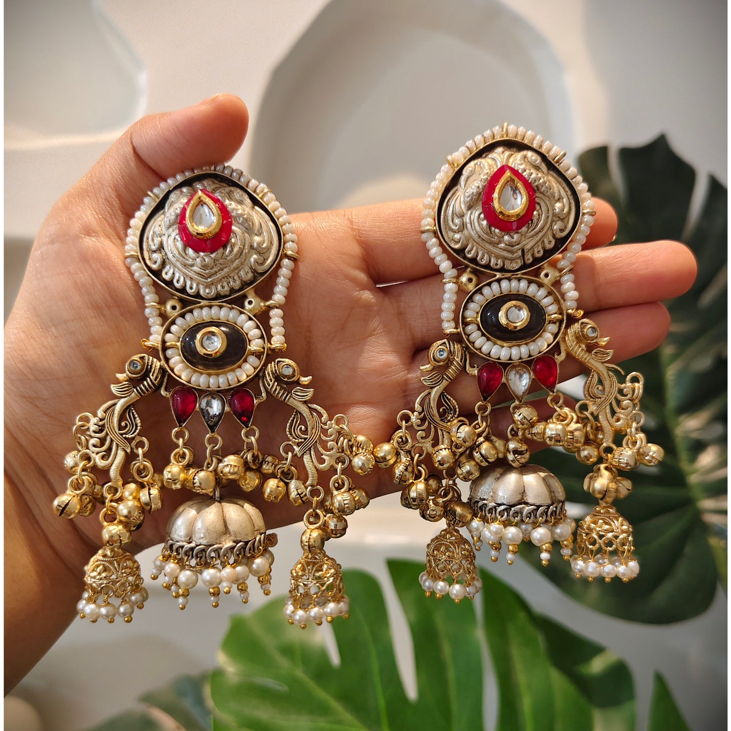 Beautiful Designer Apala Polish Thappa Work Lightweight Earrings