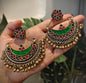 Beautiful Vintage Afghani Chaand Stone Embedded Pendant Necklace
