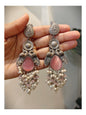 Beautiful Designer Stone Embedded Peacock Long Earrings