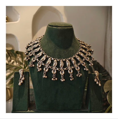 Beautiful Designer Peacock Neckpiece With Earrings