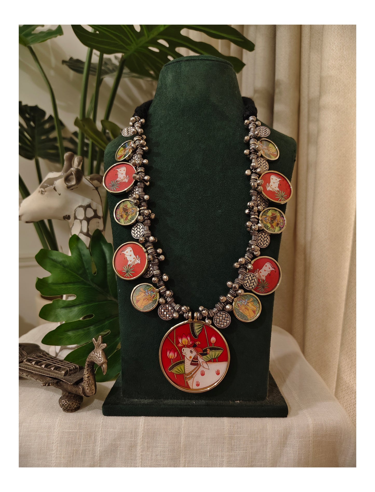 Beautiful Designer Painting Paatri Ghungroo Long Necklace